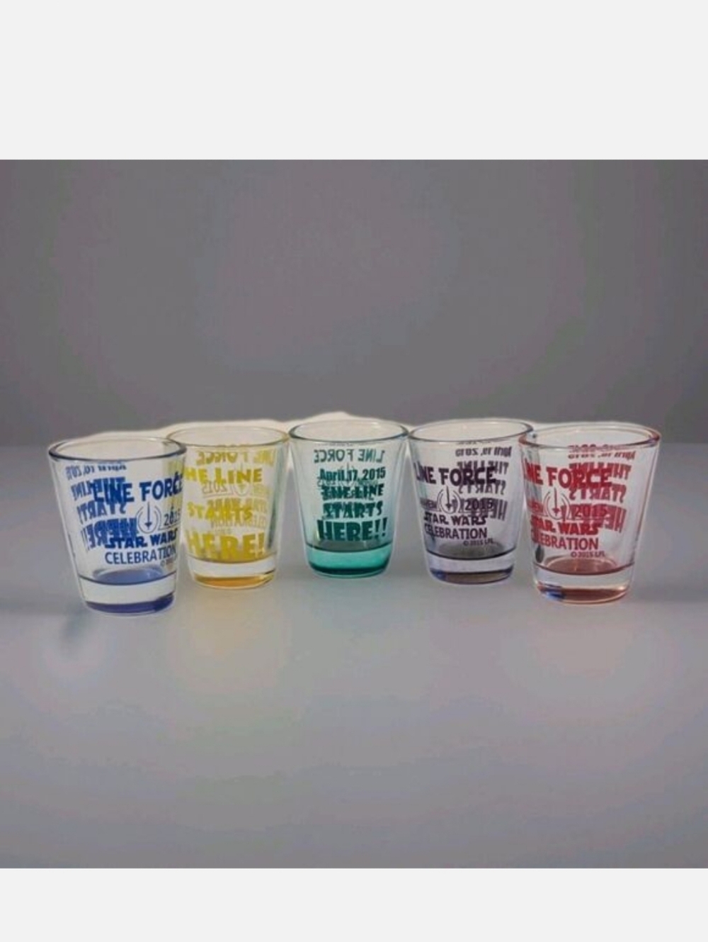 2015 Anaheim Star Wars Celebration Set Of 5 Line Force Shot Glasses